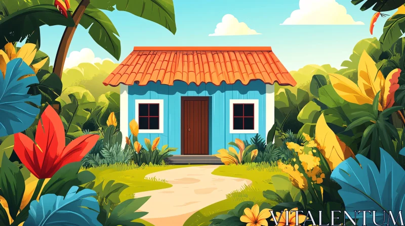 AI ART Colorful House in a Scenic Jungle Setting