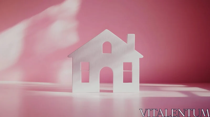 Abstract White House Design on Pink Backdrop AI Image