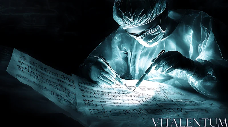 Medical Music Fusion - Surgeon with Sheet Music AI Image