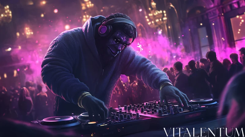 Cybernetic Gorilla DJ Energizing the Crowd AI Image