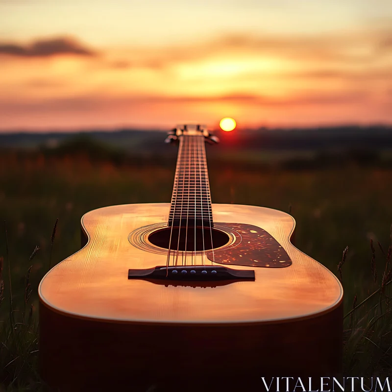 Sunset Serenity with Acoustic Guitar AI Image