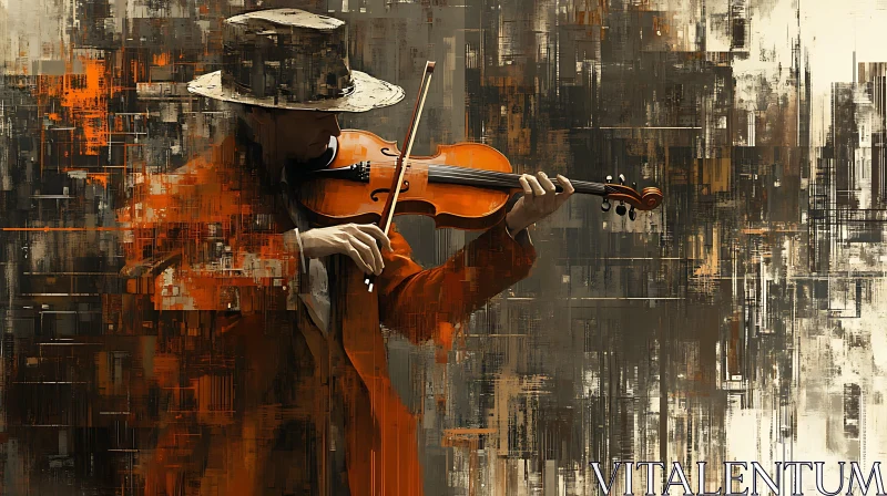 Stylized Artwork of a Musician Playing Violin AI Image