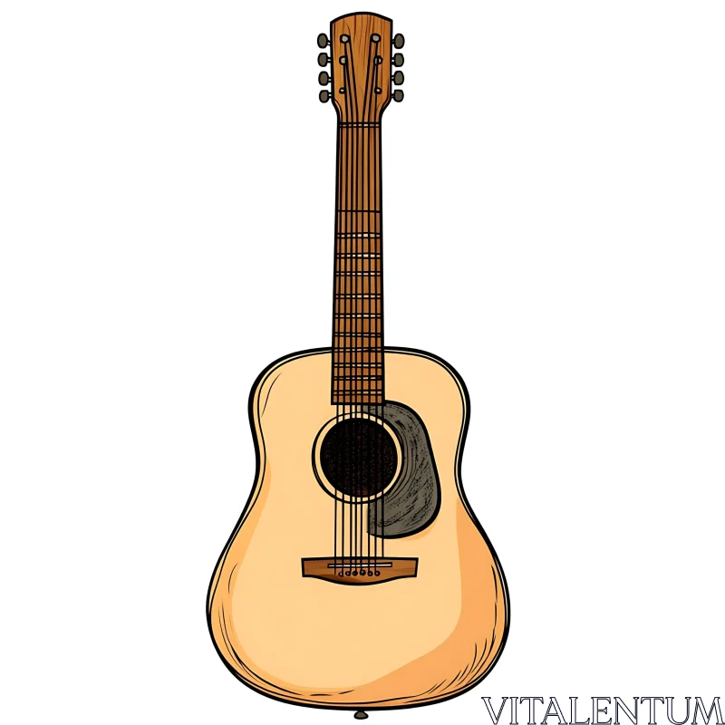 Acoustic Guitar Illustration AI Image