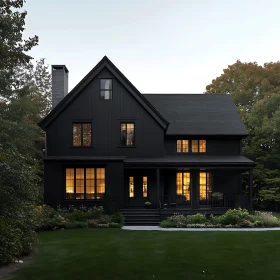 Contemporary Dark House amid Lush Greenery