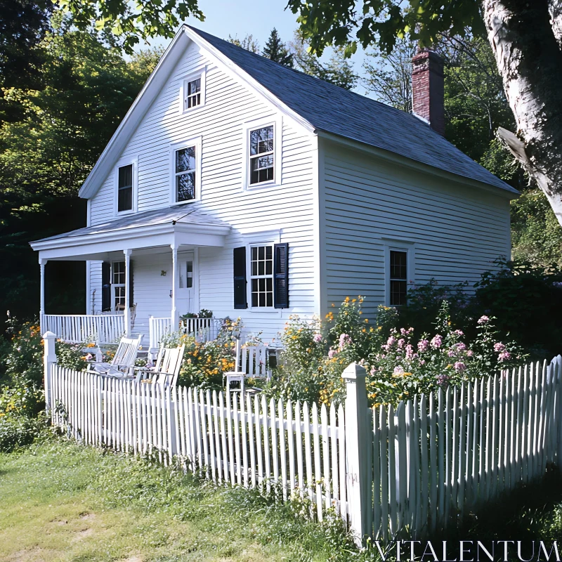 White House with Garden and Porch AI Image