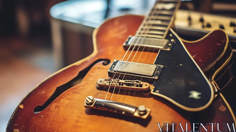 Vintage Electric Guitar Close-Up AI Image