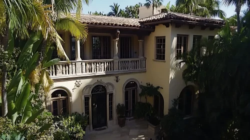 Mediterranean House Among Palm Trees