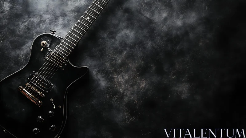 Black Electric Guitar with Metallic Accents AI Image