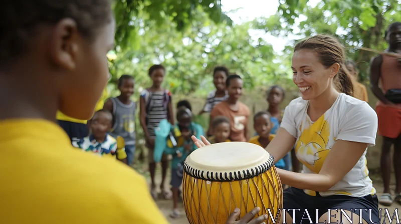 Community Drum Circle in Nature AI Image