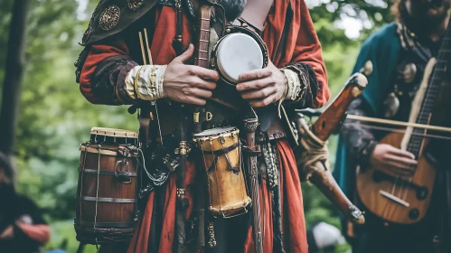 Medieval Musicians in Forest