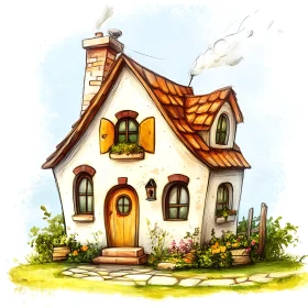 Whimsical Cottage with Red-Tiled Roof