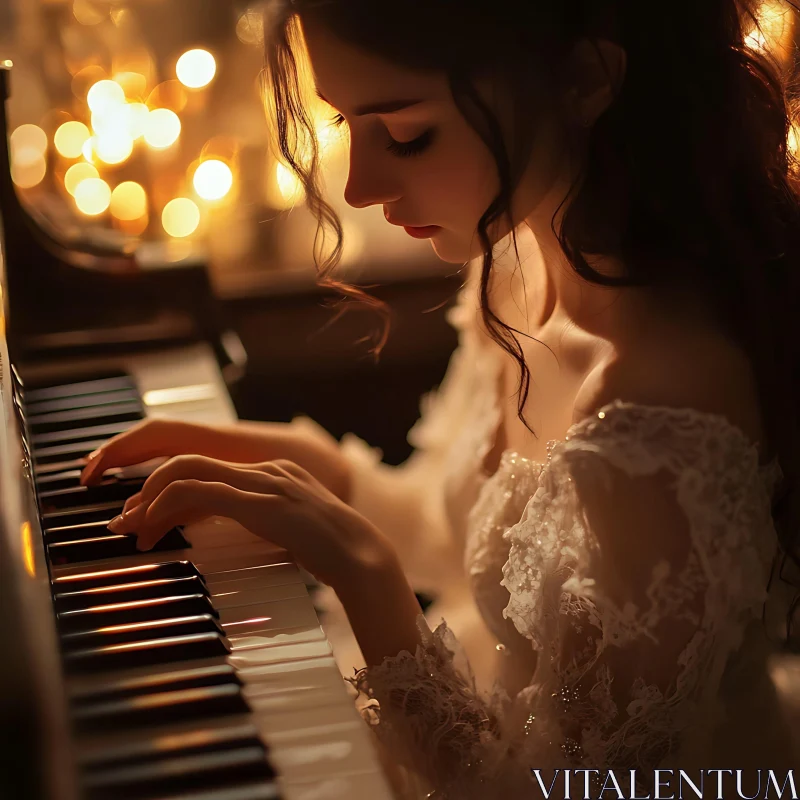 Intimate Piano Performance by a Woman AI Image