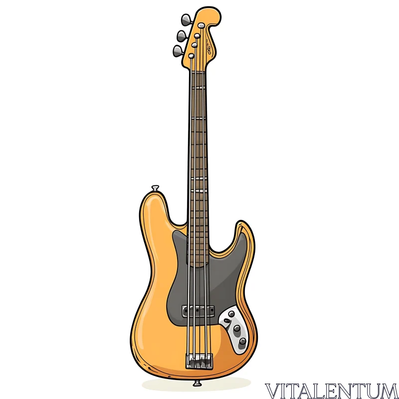 AI ART Yellow Bass Guitar Illustration