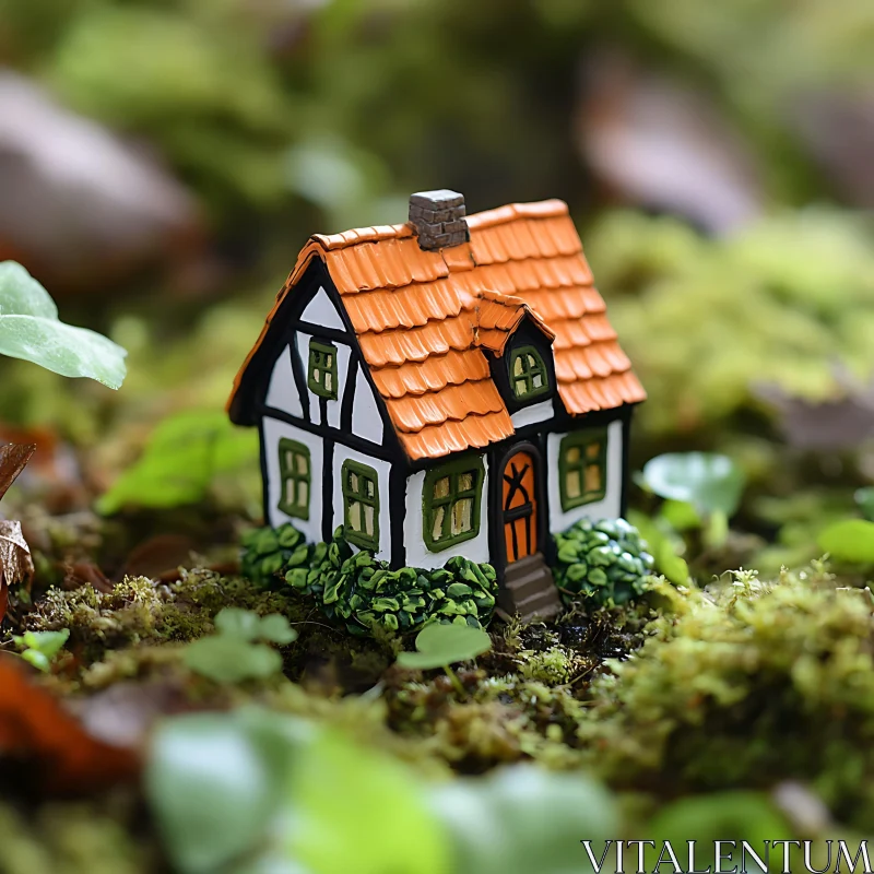 Miniature Fairytale House Amidst Nature AI Image