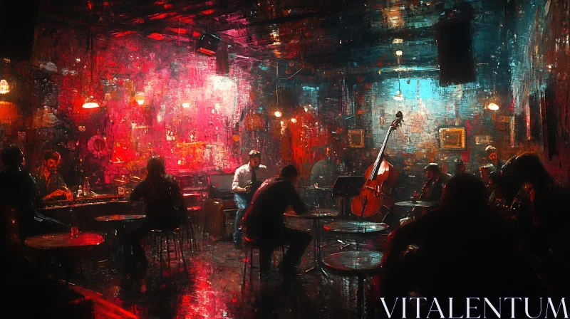 Impressionistic Painting of a Jazz Bar AI Image