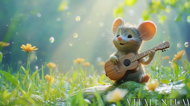 AI ART Musical Mouse in Enchanted Forest