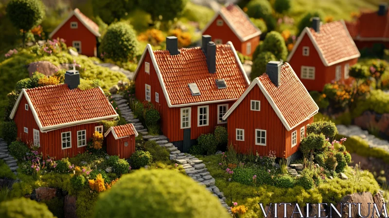 AI ART Picturesque Miniature Red Houses