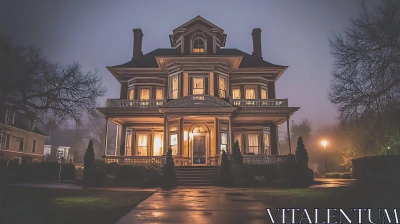 AI ART Victorian House at Night