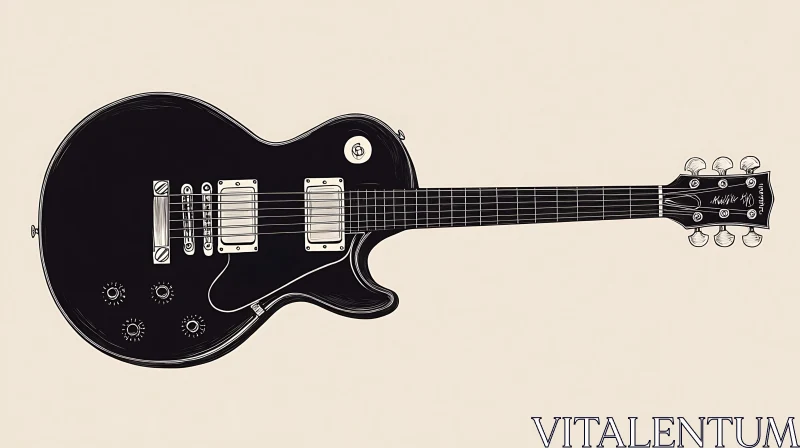 Detailed Black Electric Guitar Art AI Image