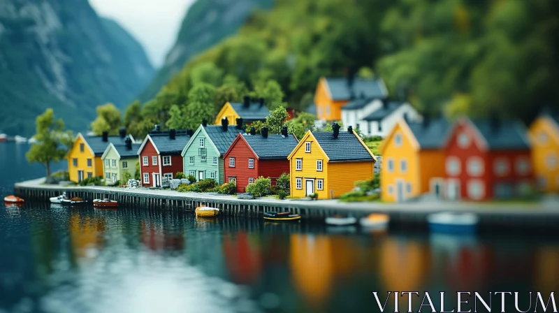 Vibrant Waterfront Houses in a Scenic Mountain Village