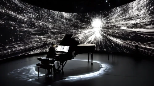 Abstract Light and Piano Performance