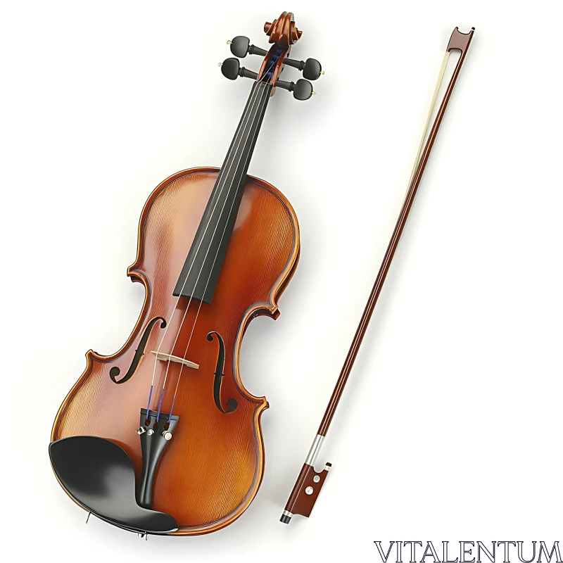 Classic Violin and Bow Display AI Image