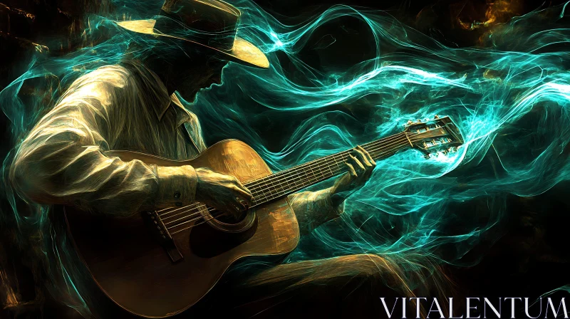 AI ART Guitar and Light: An Abstract Art Piece