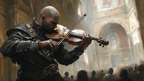 Violin Performance in Ornate Cathedral