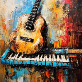 Colorful Abstract Art with Musical Instruments