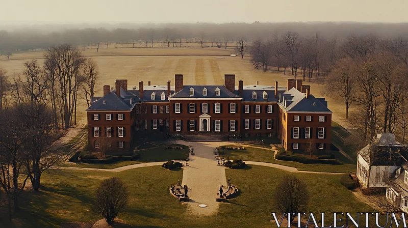 AI ART Majestic Aerial View of a Historic Mansion