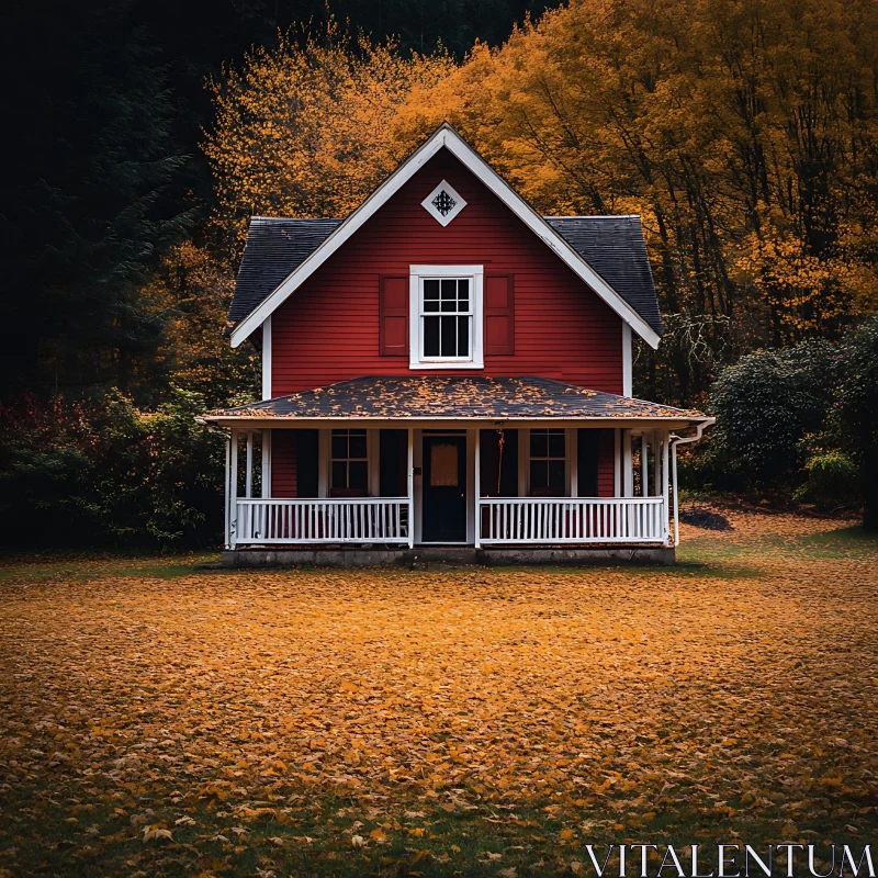 Picturesque Autumn House AI Image