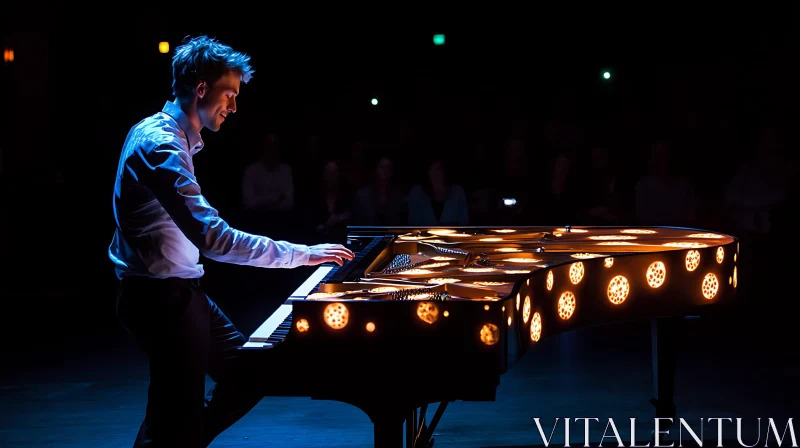 Concert Pianist on Decorated Stage AI Image