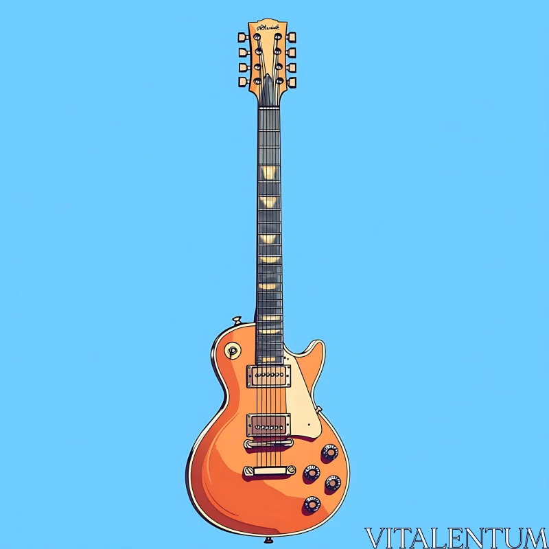 Electric Guitar Art on Blue Background AI Image