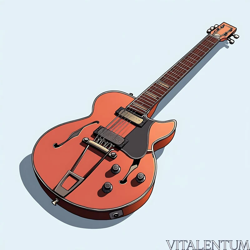 AI ART Stylish Orange Electric Guitar Image