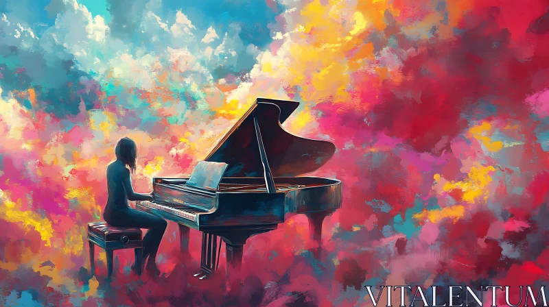 Abstract Dreamy Piano Artwork AI Image