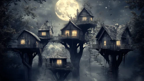 Moonlit Treehouse Village