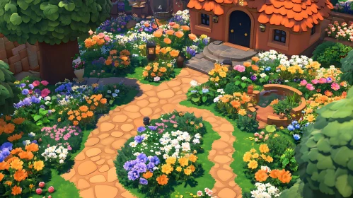 Charming Cottage Amidst A Blooming Garden