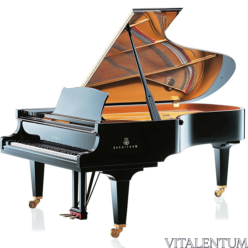 Glossy Black Grand Piano Open Lid AI Image