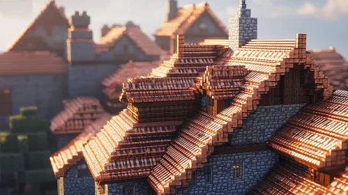 Historical Building Rooftops in Warm Light