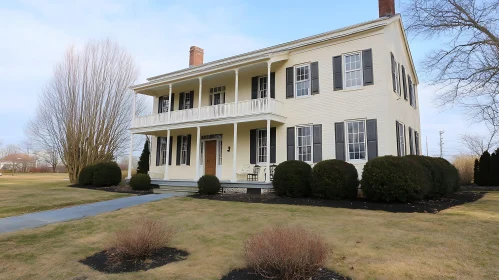 Colonial Architecture: Elegant Home with Manicured Garden