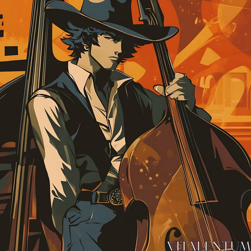 AI ART Cowboy Musician Anime Art