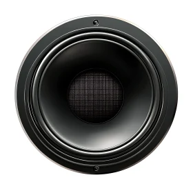 Sleek Black Speaker with Concentric Circular Design