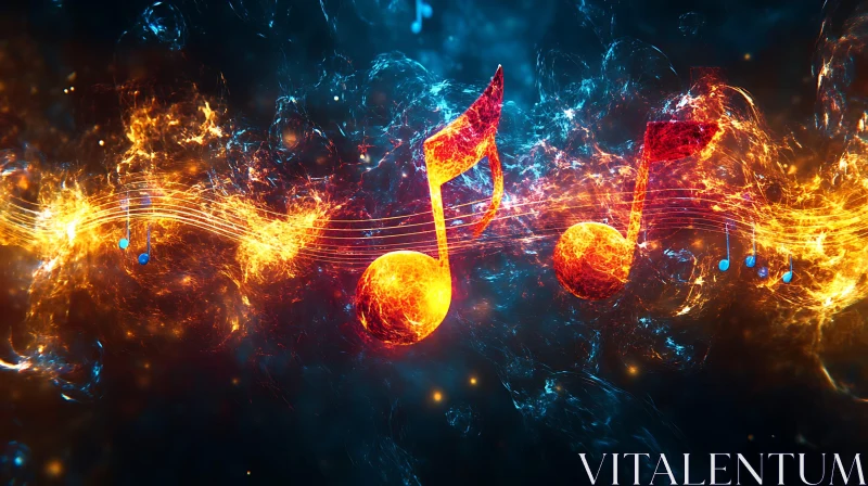 Fiery Music Abstract Canvas AI Image