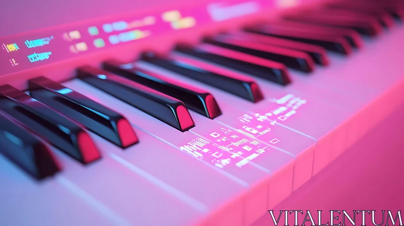 Neon-Illuminated Electronic Keyboard AI Image