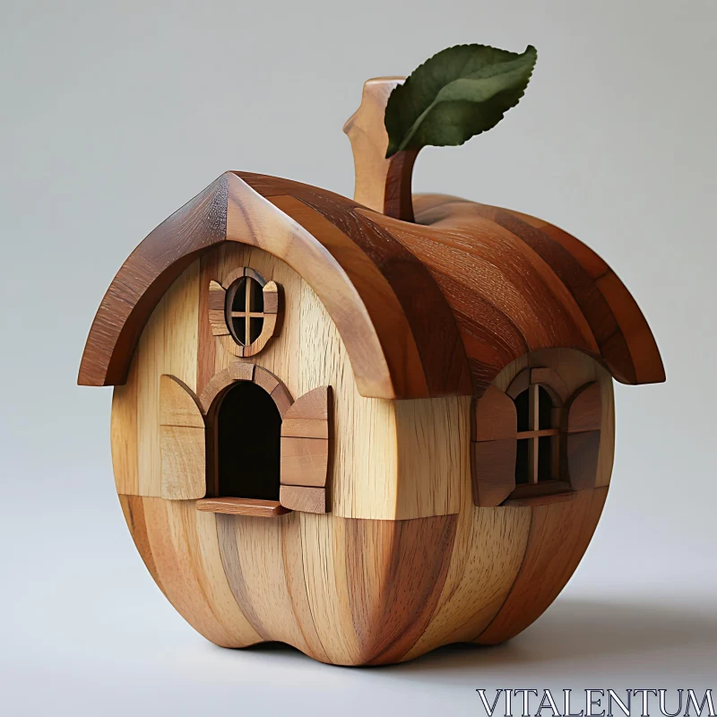 Wooden Apple House Miniature AI Image