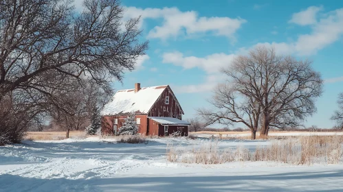 Winter Barn Scene