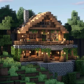 Meticulously Designed Pixel House in Lush Forest