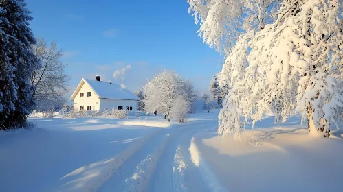 Snowy House in a Winter Wonderland