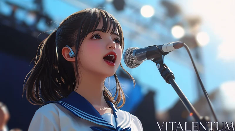 Young Anime Performer Singing AI Image