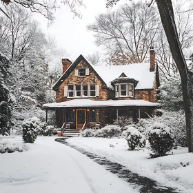 Cozy Home in a Snow-Laden Winter Wonderland